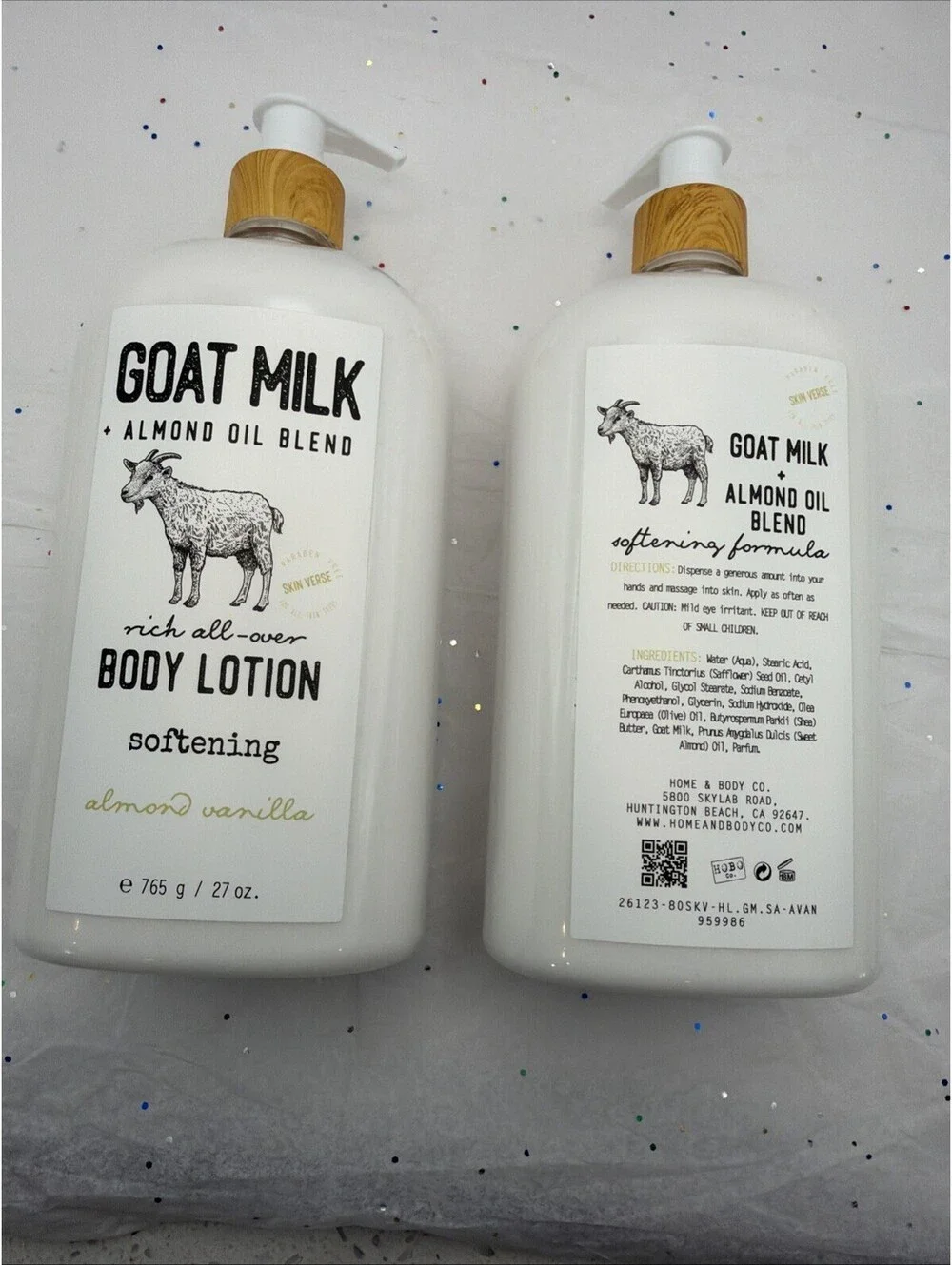Home & Body Goat Milk Lotion Almond Vanilla 2 Pack 27oz Almond Oil Body Cream